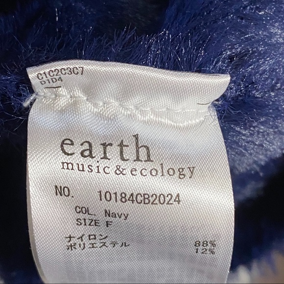 EARTH MUSIC & ECOLOGY Sweater Cozy Fuzzy Navy Sz M - Picture 5 of 6